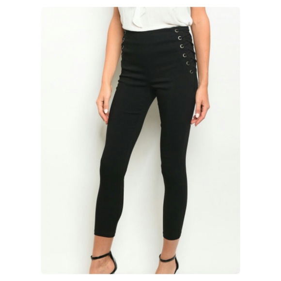 ALMOST GONE! BLACK LACE UP SKINNY PANTS⛄ - Picture 2 of 8